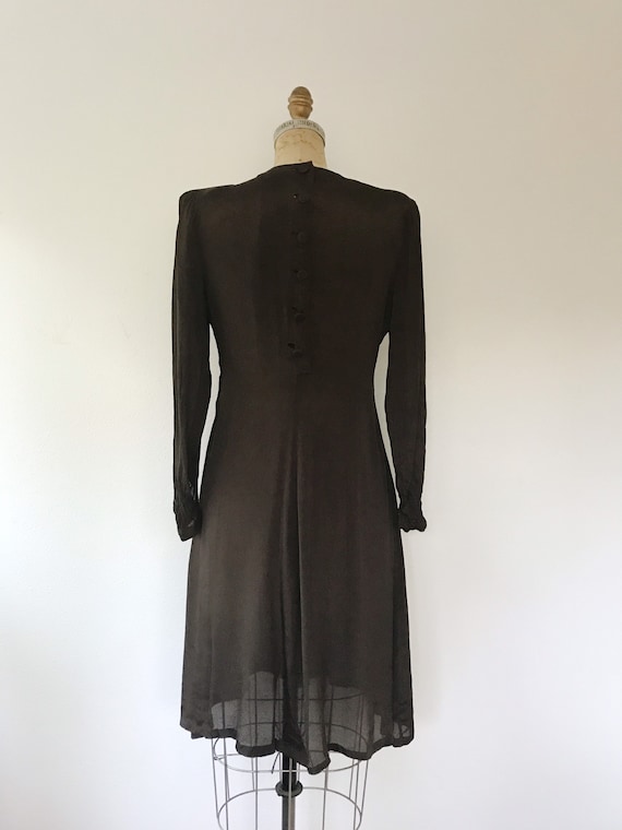 1930s dress / 30s Chocolate silk dress / Soutache… - image 9