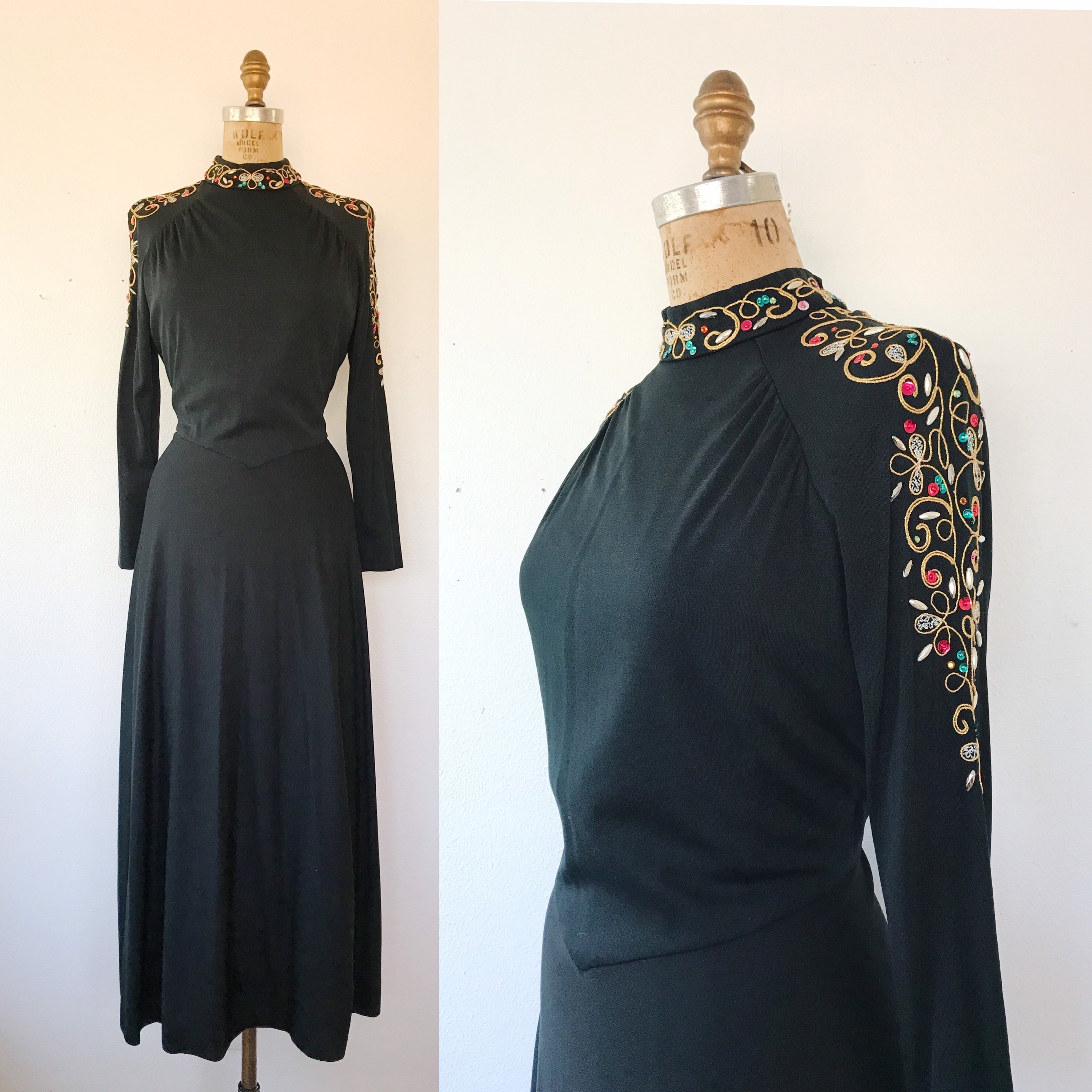 70s Maxi dress / vintage 70s evening dress / Renova dress