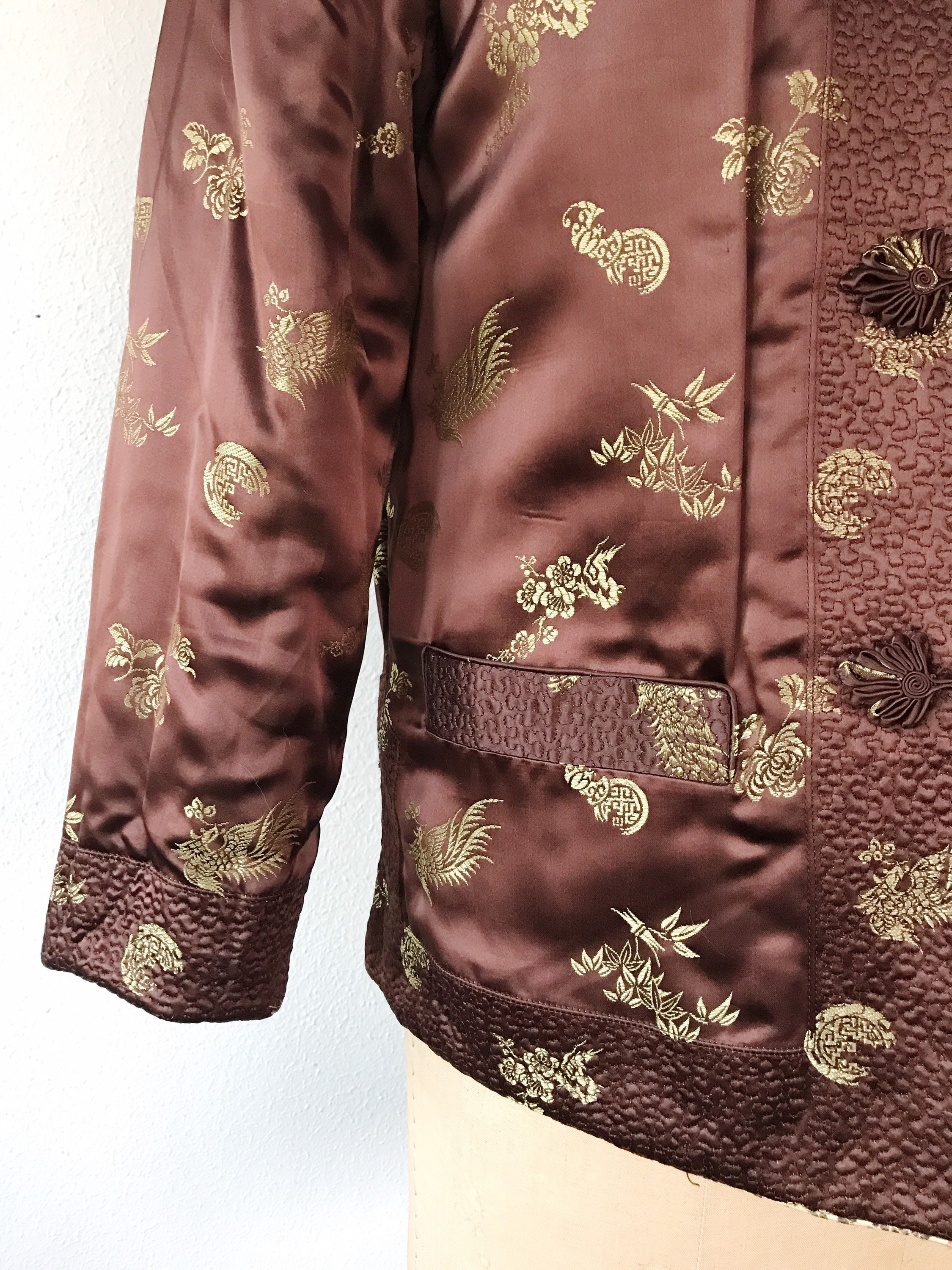 vintage silk coat / reversible coat / Chinoiserie Silk Jacket