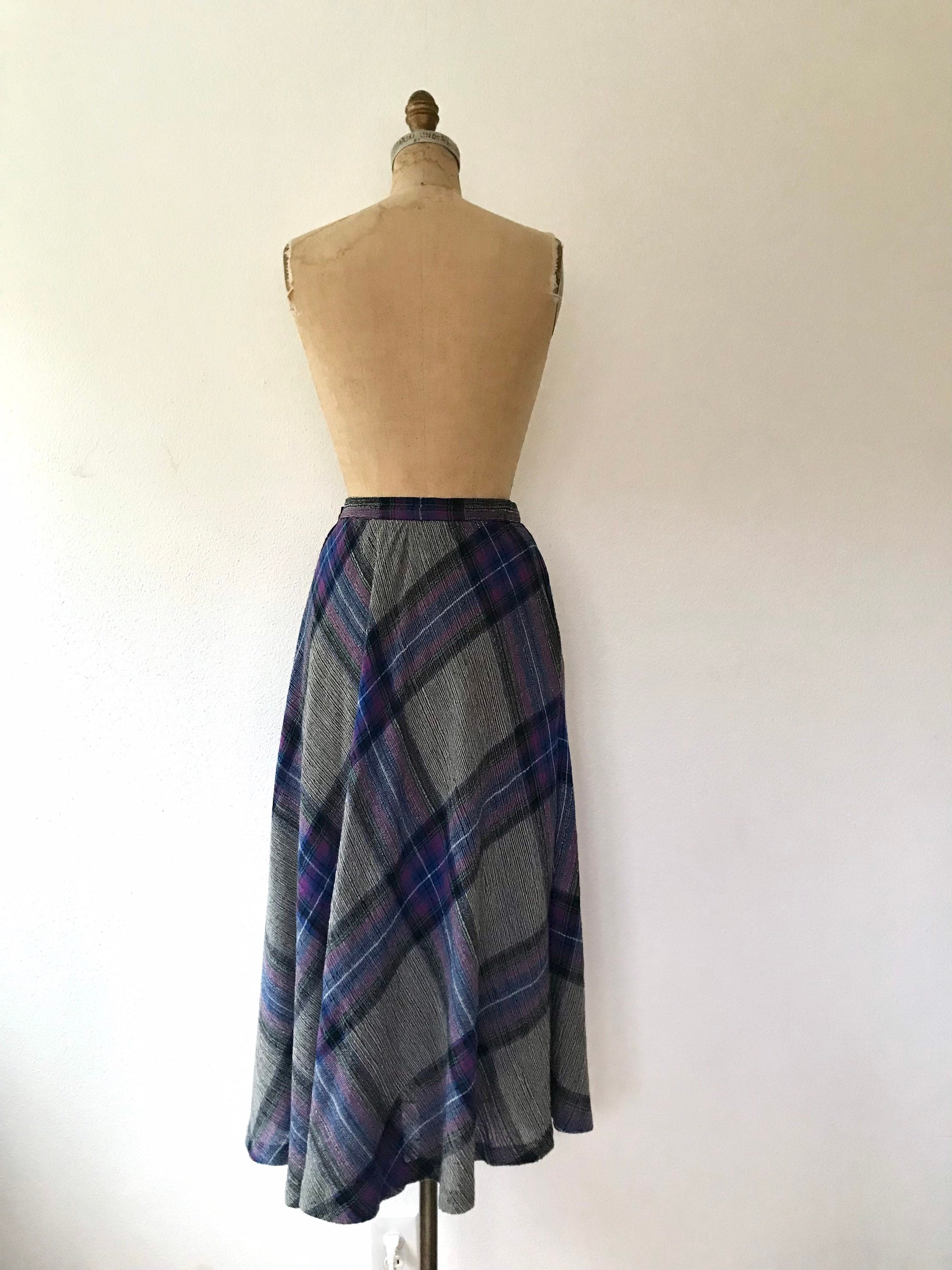 vintage plaid skirt / woven plaid skirt / Plaid Nandina skirt