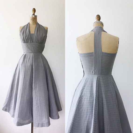 1950s dress / vintage halter dress / 50s Gray Cott