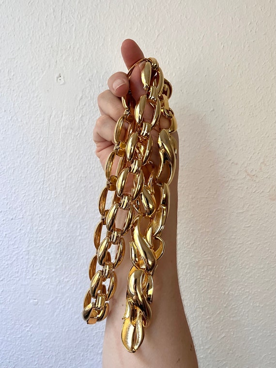 chunky gold chain necklace / collar necklace / 80… - image 5