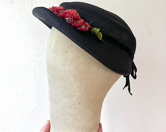 Original Vintage 30s 40s Black Mesh Asymmetrical Tilt Hat  display picture 1