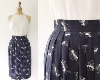 SALE 90s vintage skirt / vintage rayon skirt / Navy Floral skirt