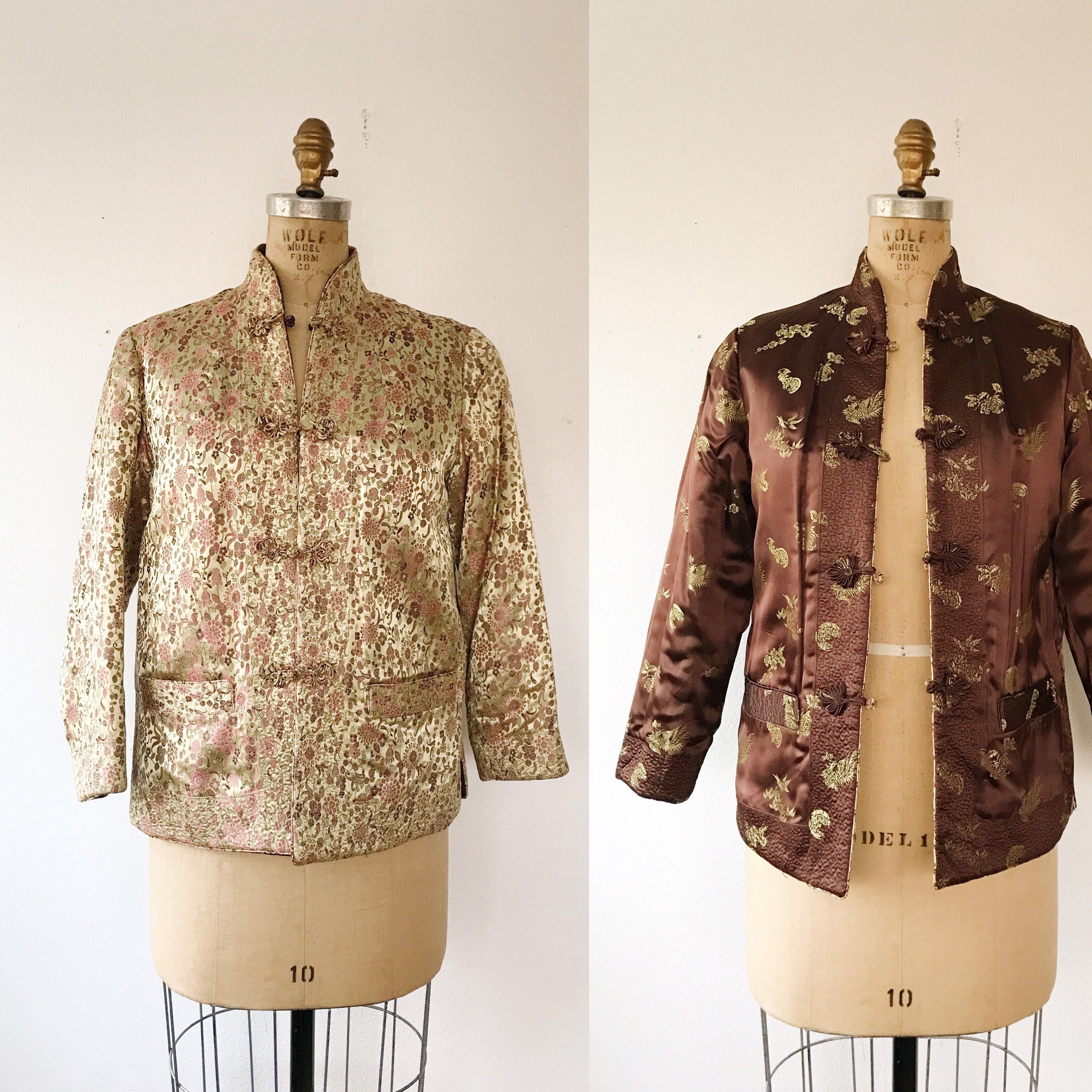 vintage silk coat / reversible coat / Chinoiserie Silk Jacket