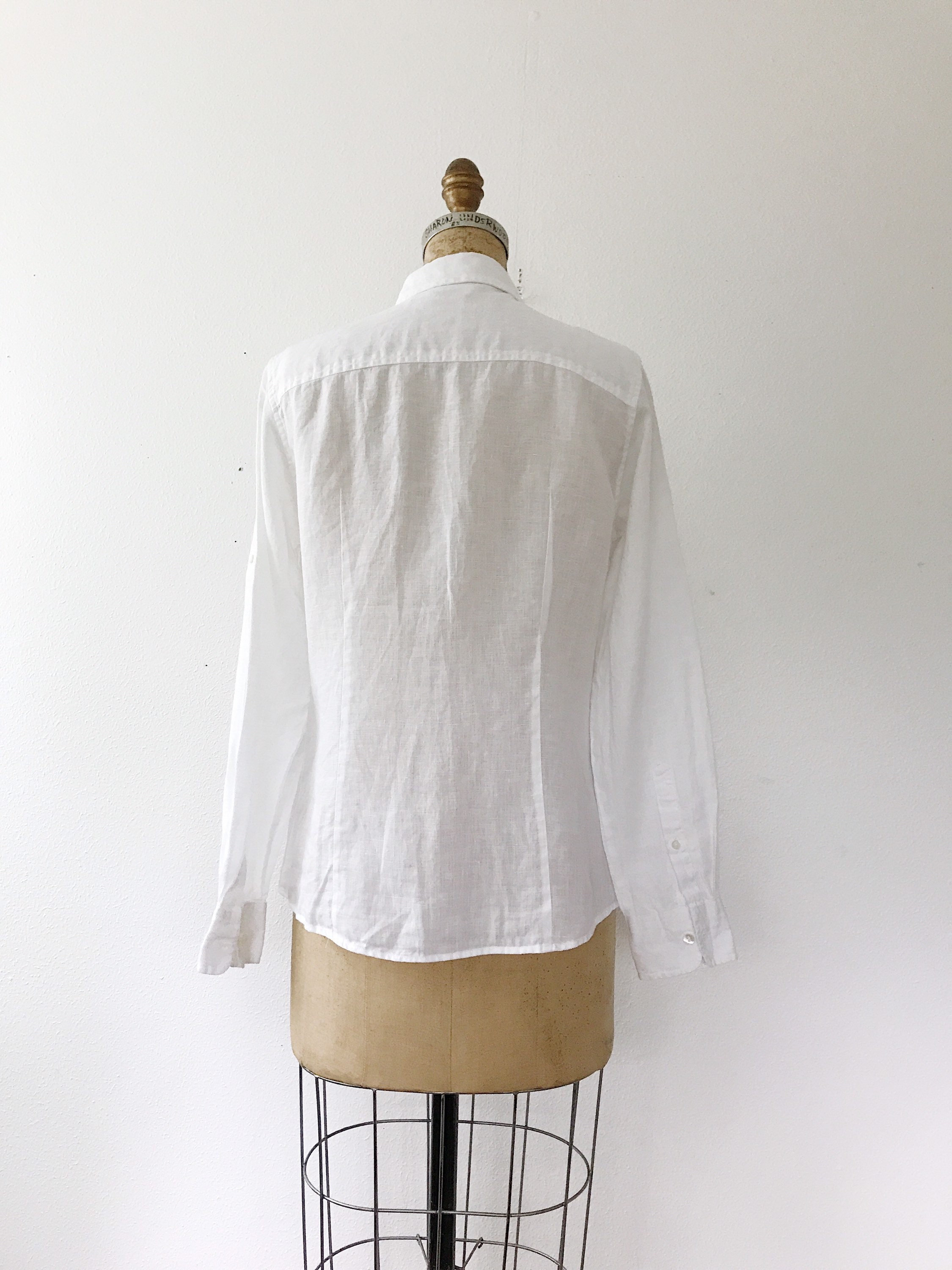 linen blouse / 90 LL Bean blouse / White Safari blouse