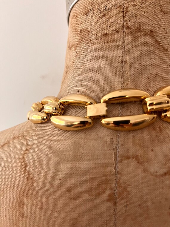 chunky gold chain necklace / collar necklace / 80… - image 8