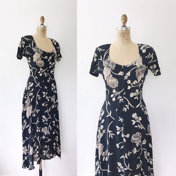 90s vintage dress / rayon maxi dress / Climbing Ro