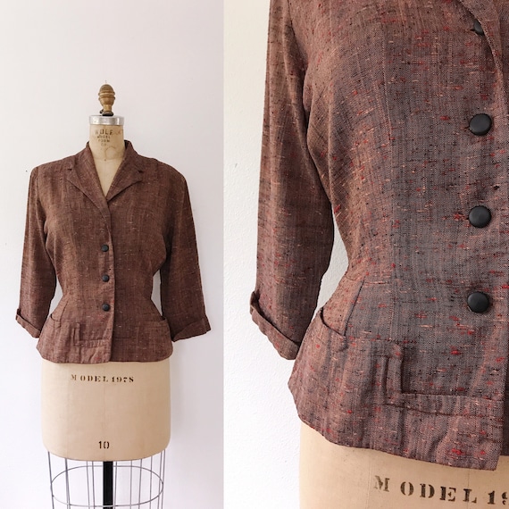 1940s Jacket / 1940s dress jacket / Peplum Tweed B