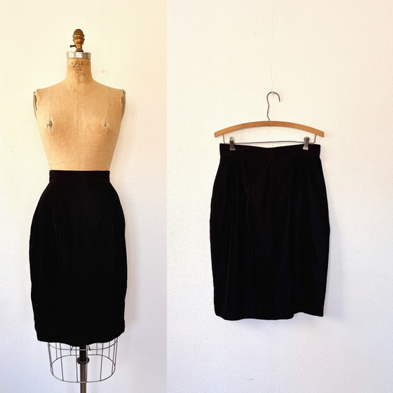 velvet pencil skirt / vintage velvet skirt / 90s velvet skirt
