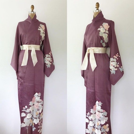 vintage kimono / silk kimono robe / Yuzen silk kimono