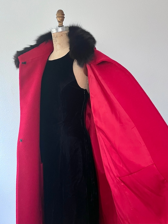 vintage wool cloak / vintage red cape / 80s wool … - image 7