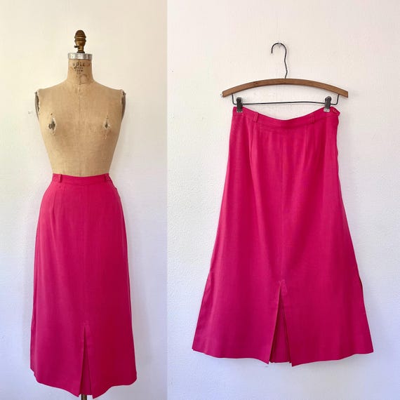 1950s vintage skirt / vintage walking skirt / pink sportswear skirt