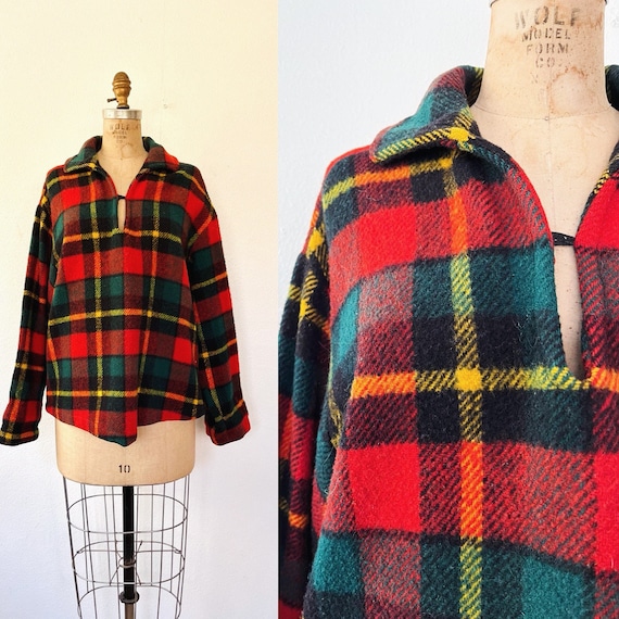 vintage plaid pullover / vintage plaid wool / Mr. Witt plaid sweater