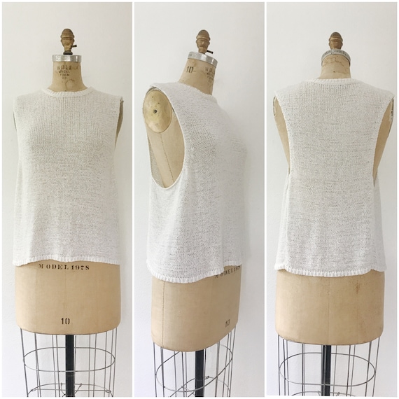 white tank blouse / American Apparel blouse / Loose Knit Tank