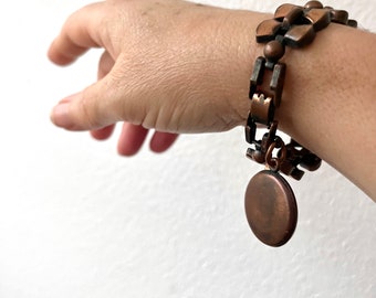 statement bracelet / 60s bronze bracelet / vintage chunky chain bracelet