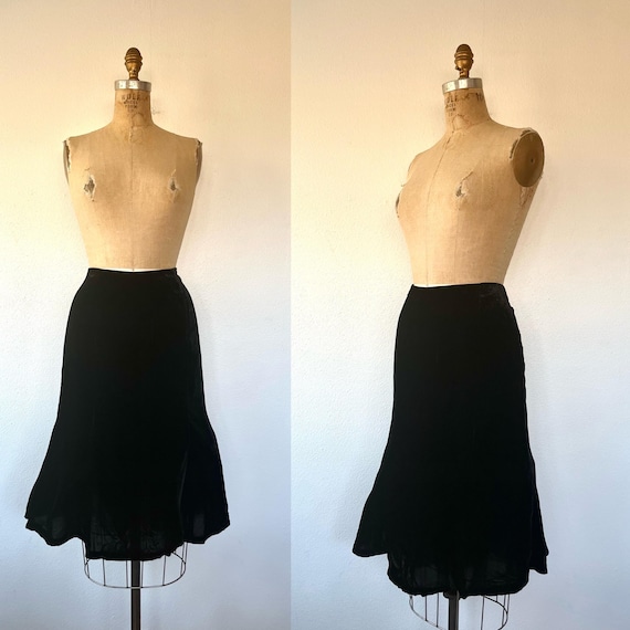 vintage velvet skirt / 90s black skirt / Victor Costa skirt