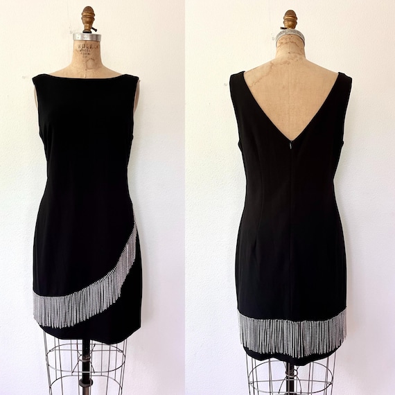 vintage cocktail dress / little black dress / 90s party dress