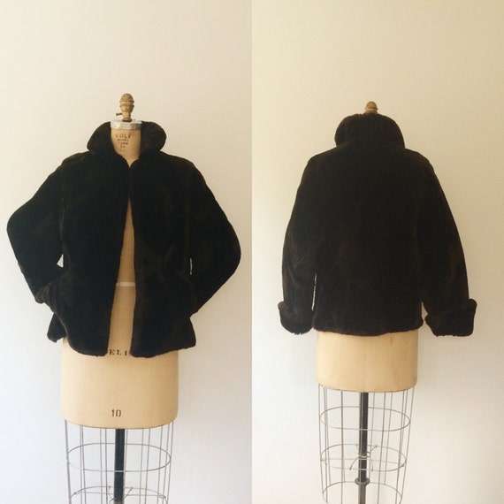 vintage wool coat / brown wool coat / Sheared Mouton coat