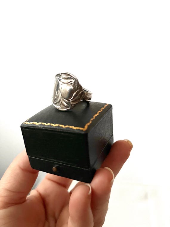vintage spoon ring / Orange Blossom silver spoon ring / 1910s jewelry