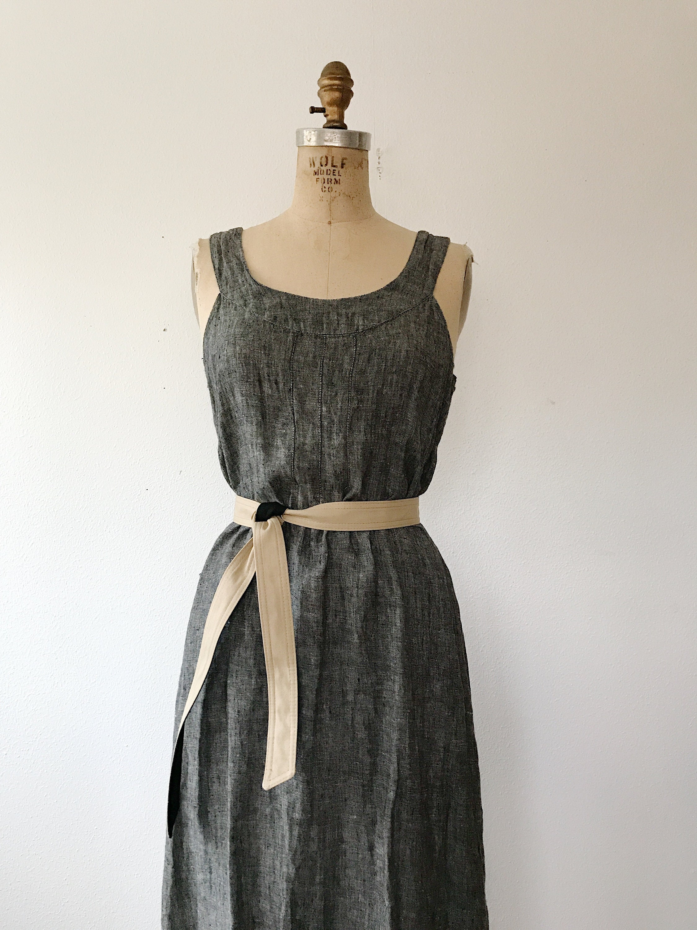 FLAX linen dress / black linen dress / linen layering dress