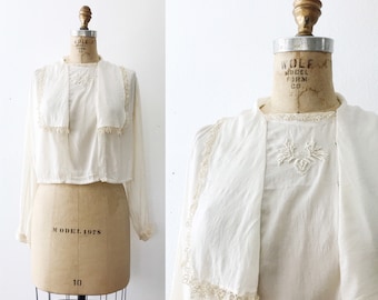 1910s blouse / vintage silk blouse / Silk & Lace blouse