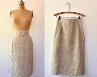 vintage linen skirt / 90s vintage skirt / St. A skirt