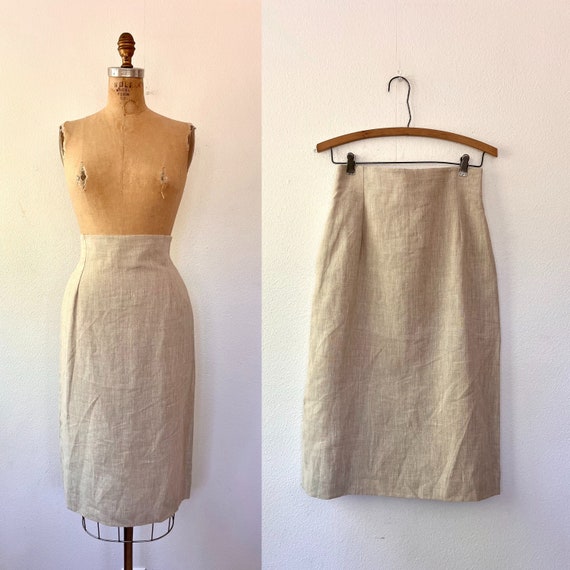vintage linen skirt / 90s vintage skirt / St. A skirt