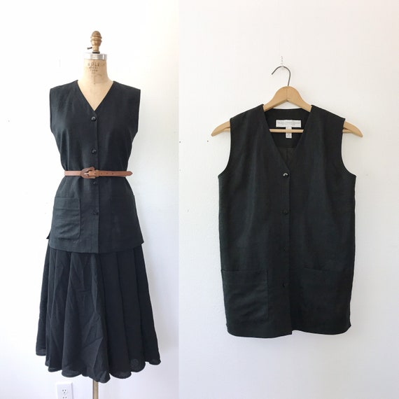 Linen vest / vintage linen tunic / 90s linen waist