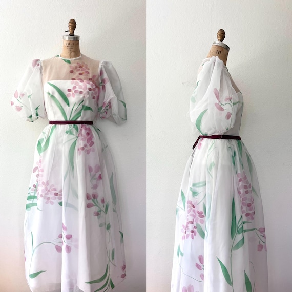 80s vintage dress / floral evening gown / Painted Flowers gown
