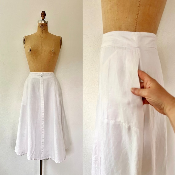 Papyrus linen skirt / white midi skirt /white linen skirt