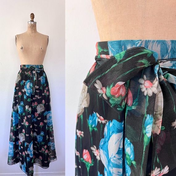 70s maxi skirt / vintage maxi skirt / floral maxi skirt