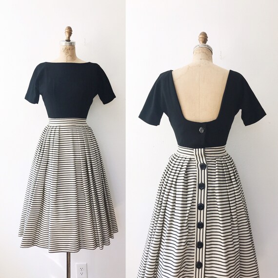 1950s dress / vintage party dress / Striped Pat Ha