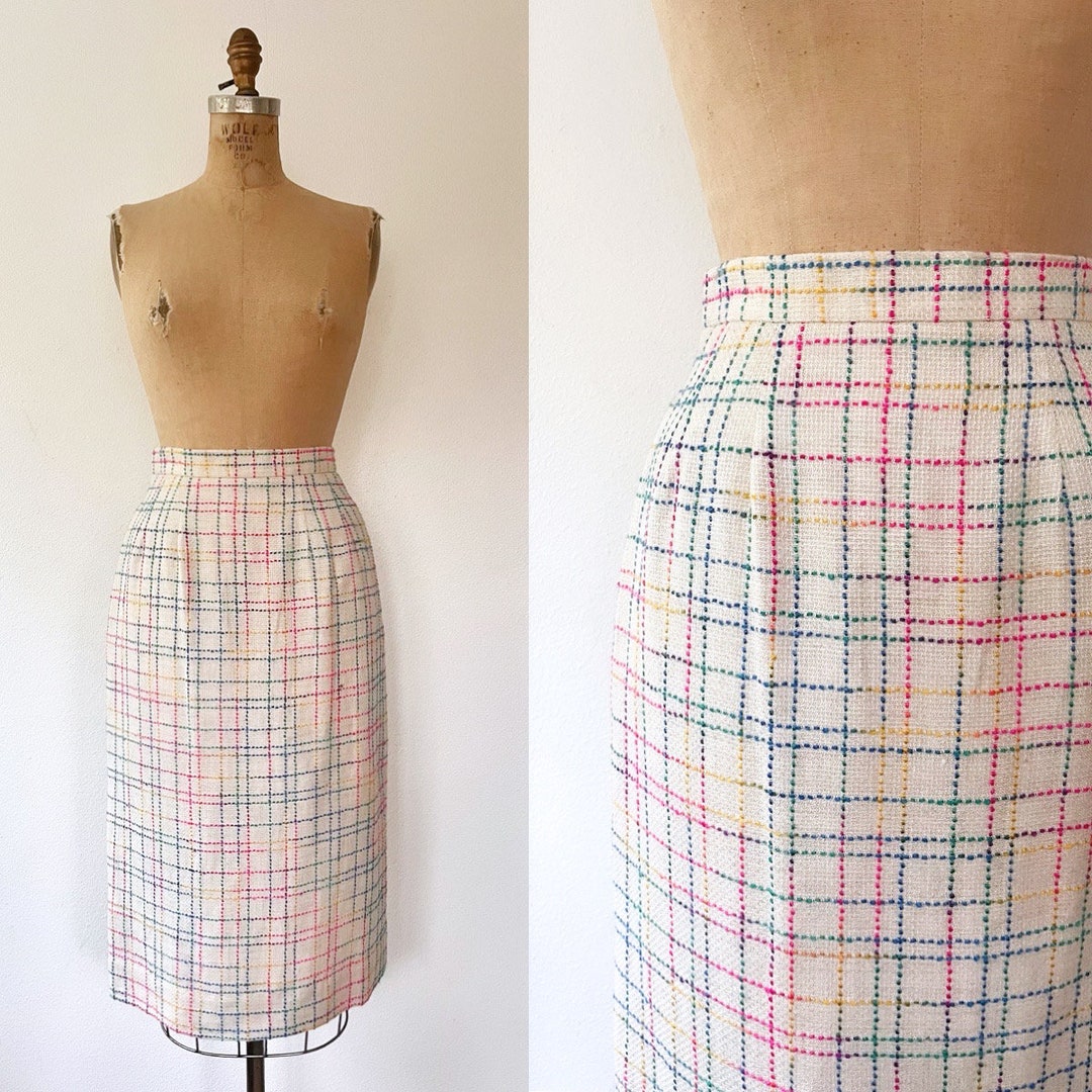 Vintage Sand Striped Linen Skirt