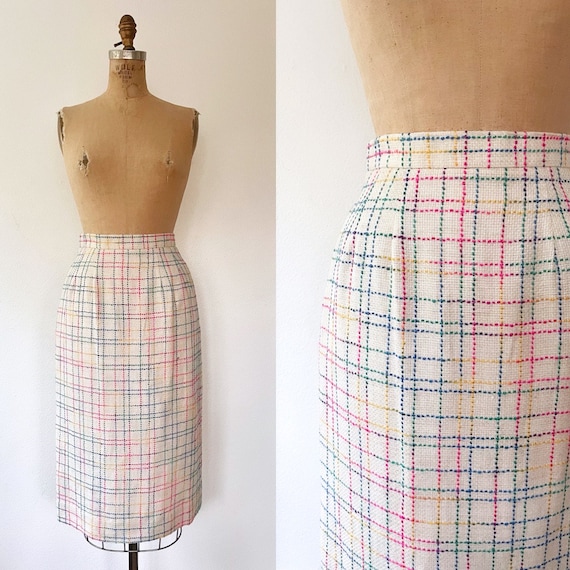 vintage linen skirt / 90s vintage skirt / confett… - image 1