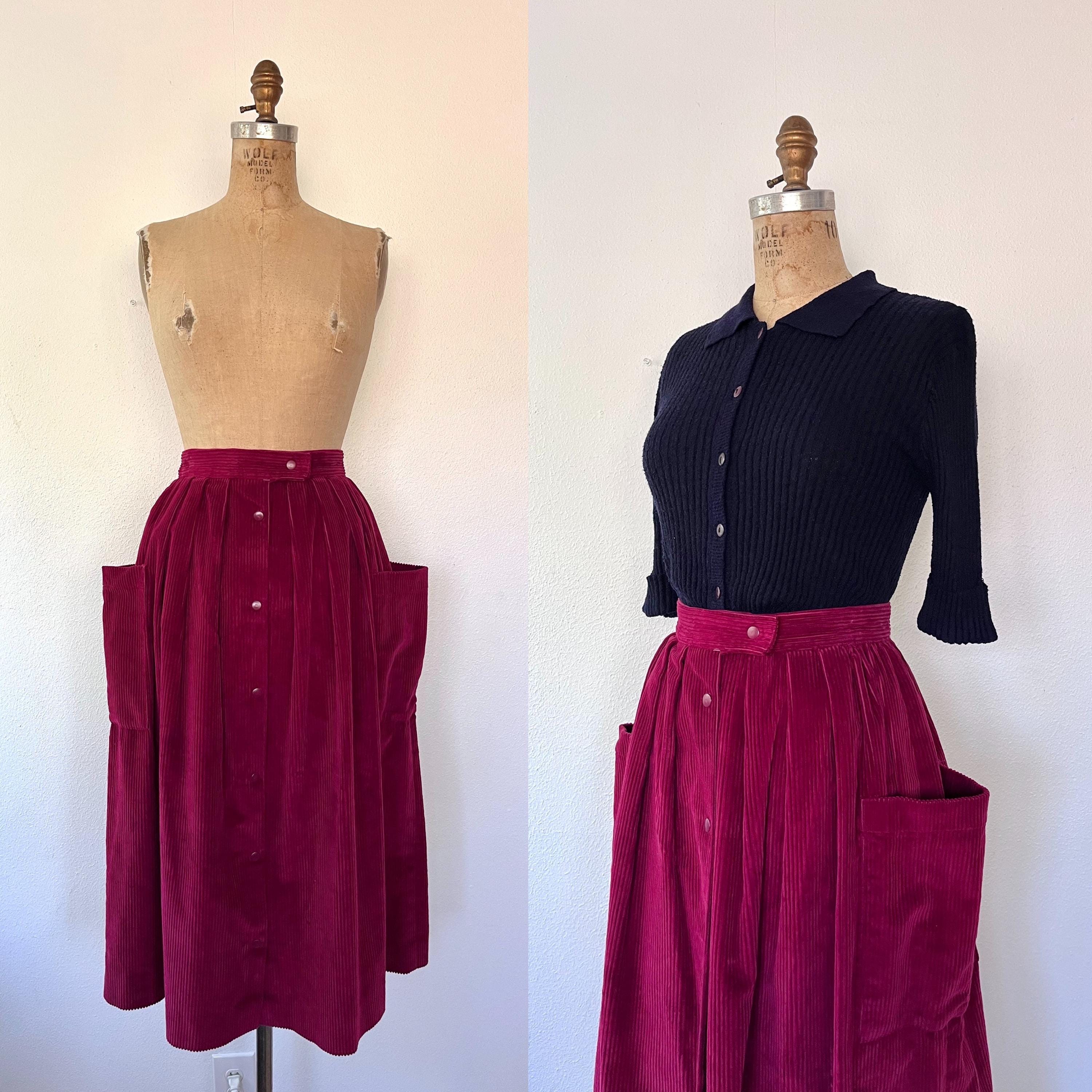 vintage corduroy skirt 80s vintage skirt Corduroy midi skirt