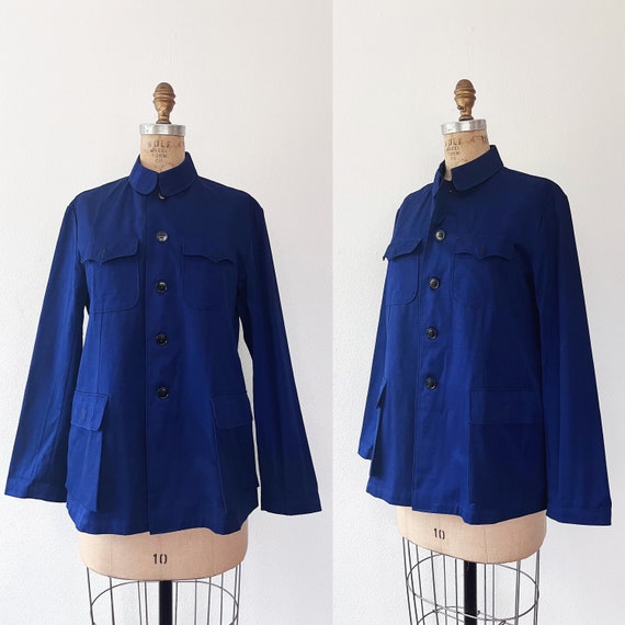 vintage navy work jacket / navy studio blouse / 70s work jacket
