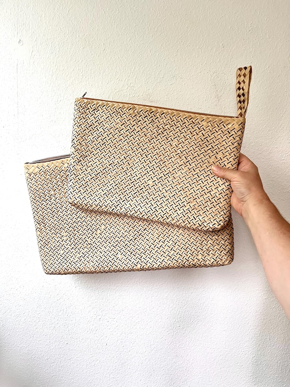 vintage woven purse / vintage clutch / woven envelope bags