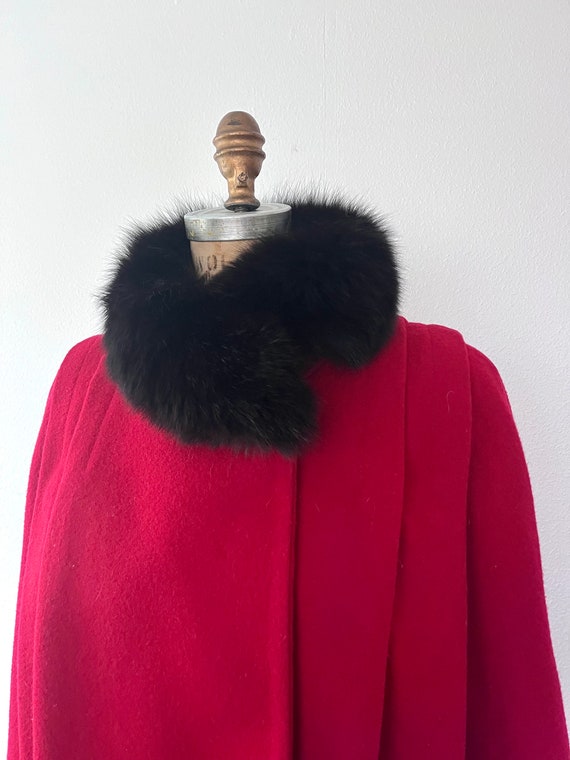 vintage wool cloak / vintage red cape / 80s wool … - image 3