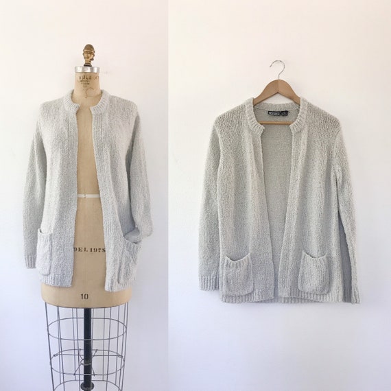 vintage cardigan / 80s lounging cardigan / Gray Frost sweater