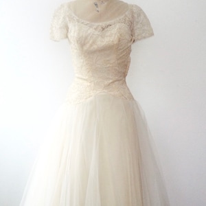 1950s wedding dress / vintage wedding dress / Karinska Tulle & Lace wedding dress bild 4