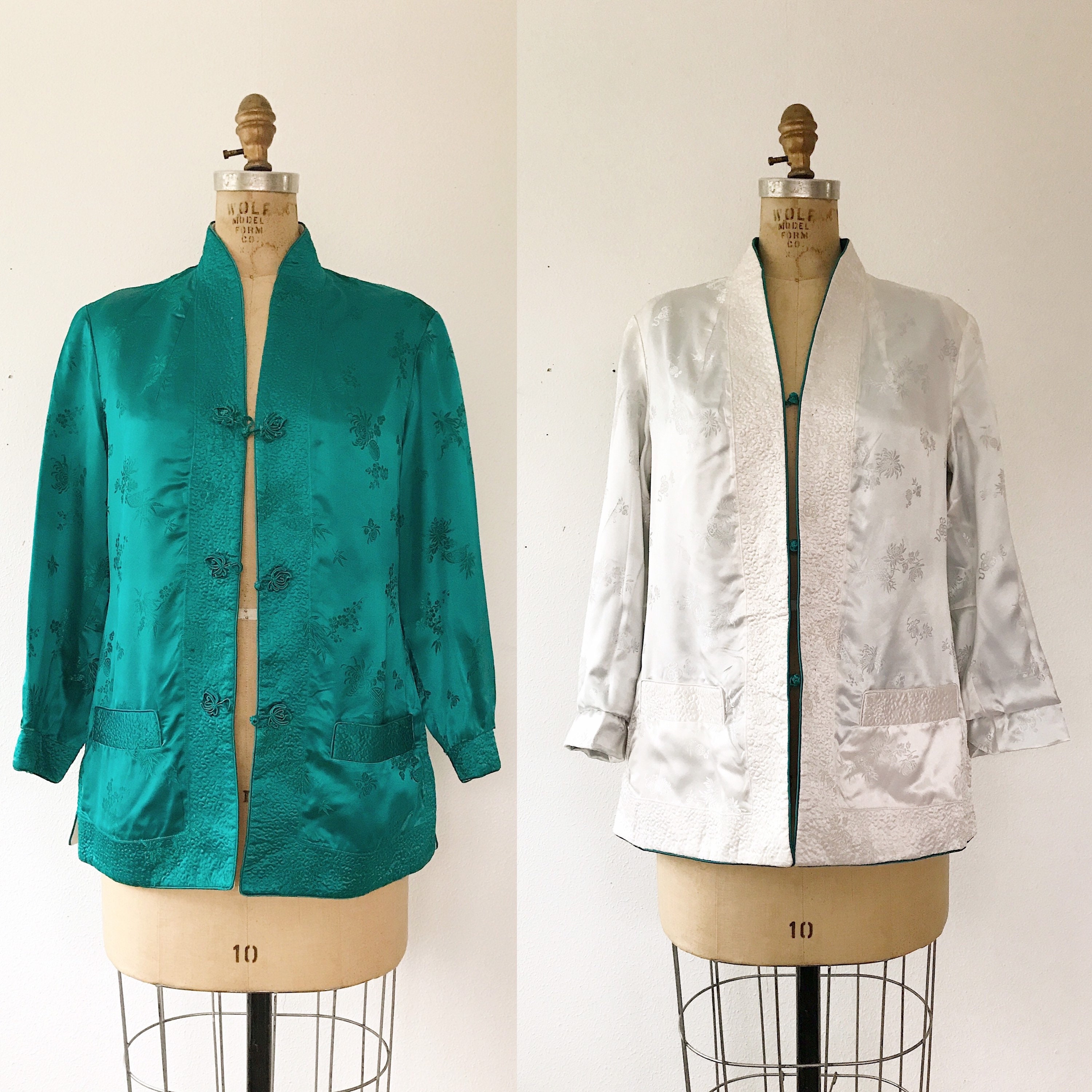 vintage quilted jacket / reversible jacket / Chinoiserie Jacket