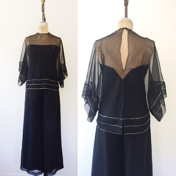 vintage jumpsuit / black jumpsuit / Evening Jumpsu