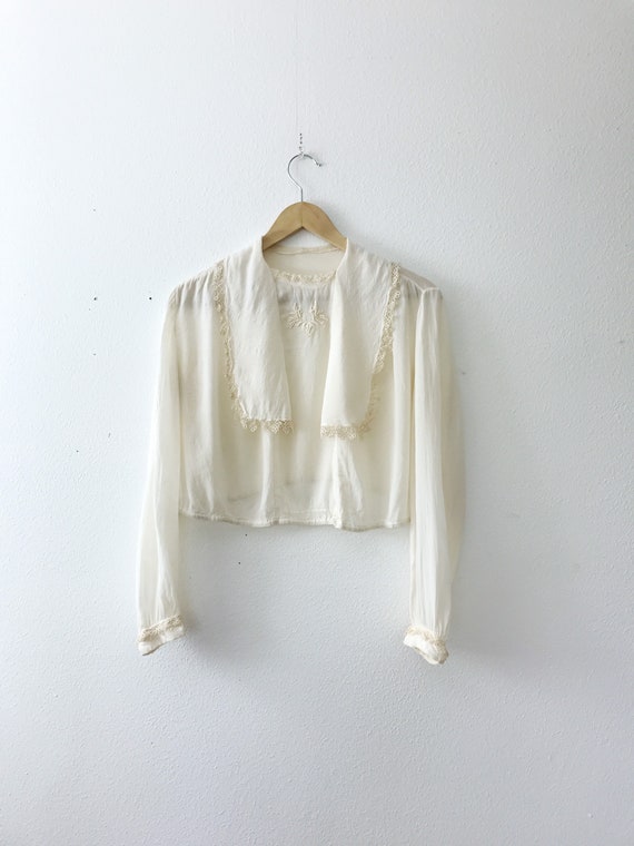 1910s blouse / vintage silk blouse / Silk & Lace … - image 2