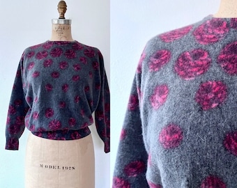 vintage wool sweater / Angora sweater / 70s Sweet Rose sweater