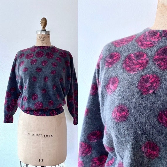 vintage wool sweater / Angora sweater / 70s Sweet Rose sweater