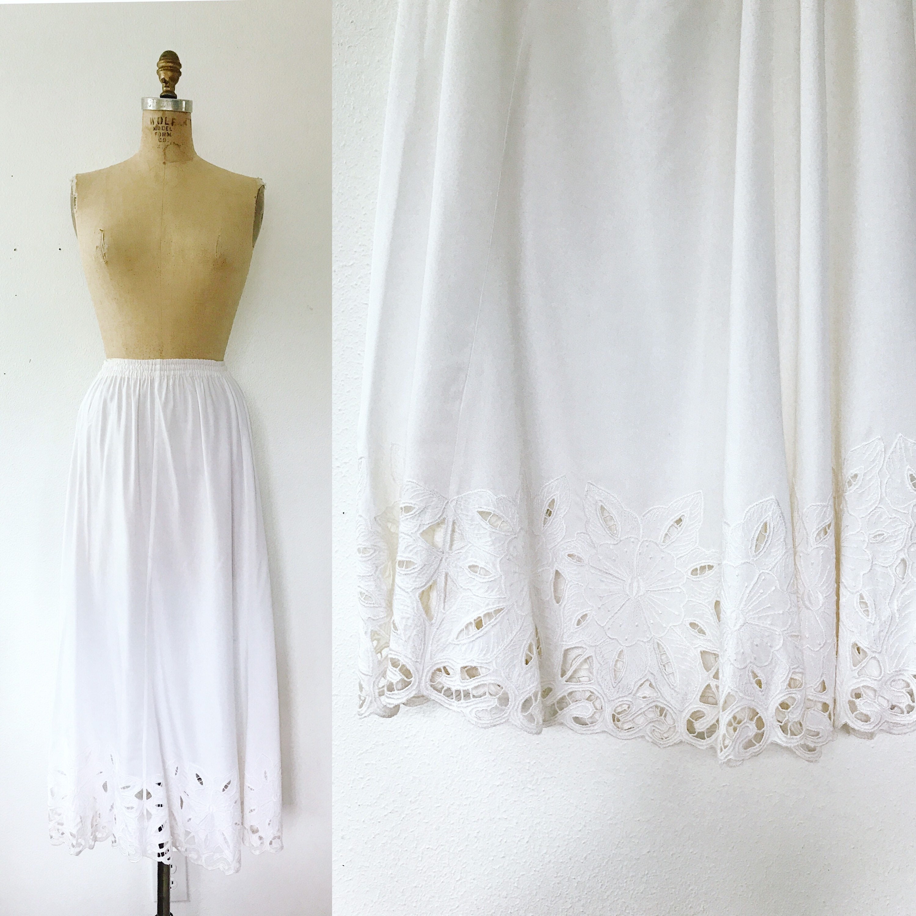 vintage lace skirt / 90s vintage skirt / Cut-out Rayon skirt