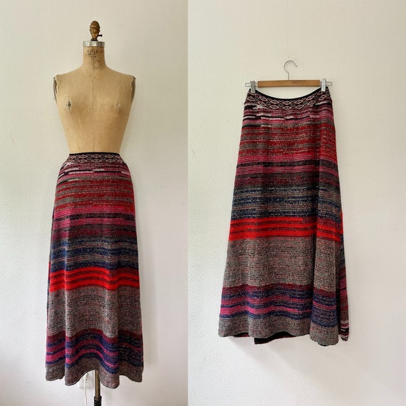 knit maxi skirt / multi knit skirt / Cecilia Prado knit skirt