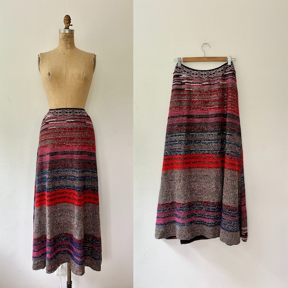 knit maxi skirt / multi knit skirt / Cecilia Prado knit skirt