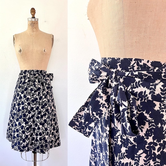 vintage wrap skirt / vintage cotton skirt / La Cienega skirt